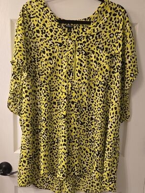 torrid Yellow and Black Leopard Zip-Front Tunic
